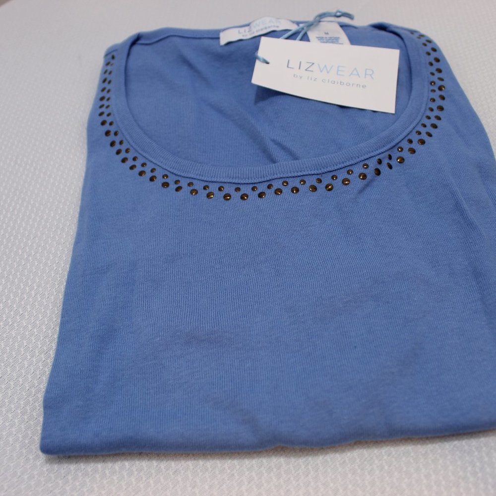 Lizwear by Liz Claiborne Women's short sleeve with decorative neck line